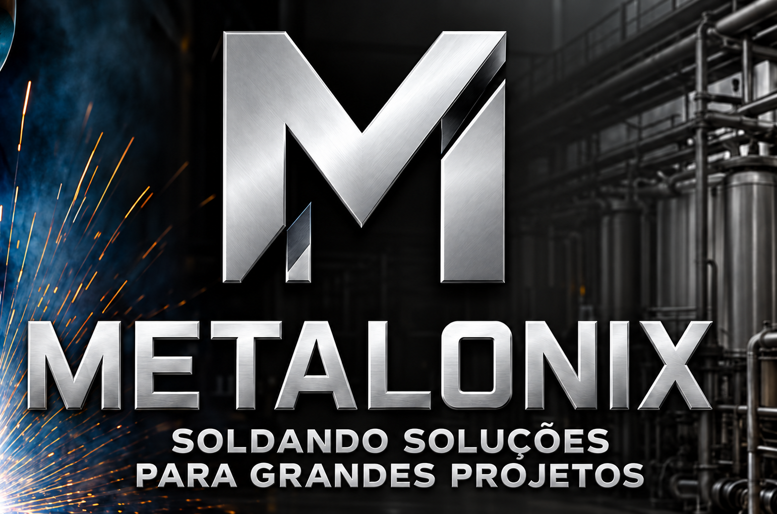 Logótipo METALONIX com uma referência a soluções de soldadura para grandes projetos